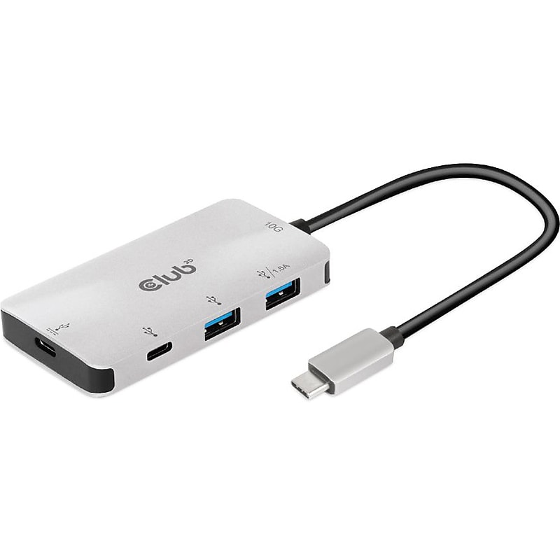 Club 3D 4-Port USB Gen2 Type-C PD Charging Hub, Silver (CSV-1543) image 1