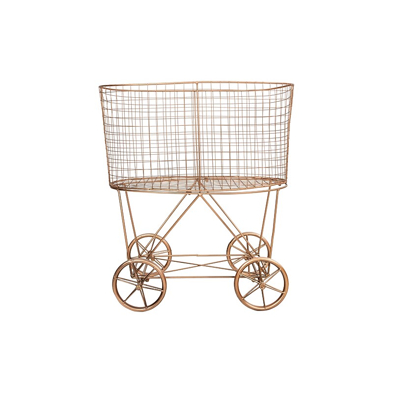 Storied Home 1-Section Rolling Laundry Basket, Metal, Copper (EC0266) image 1