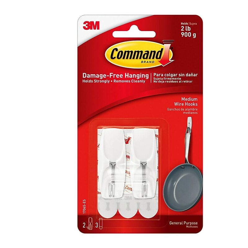 Command Medium Wire Hook, 2 lb., White, 2/Pack (17065-ES) image 1