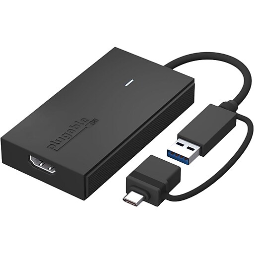 Plugable USB 3.0/USBC to HDMI Adapter, Black (UGAHDMIS) Staples