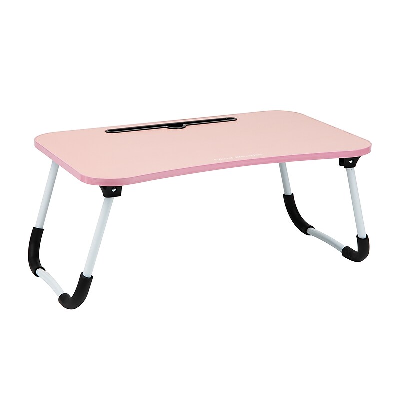 Mind Reader 13.75" x 23.5" MDF/Metal Lap Desk/Laptop Stand With Folding Legs, Pink (LBSTUDY-PNK) image 1