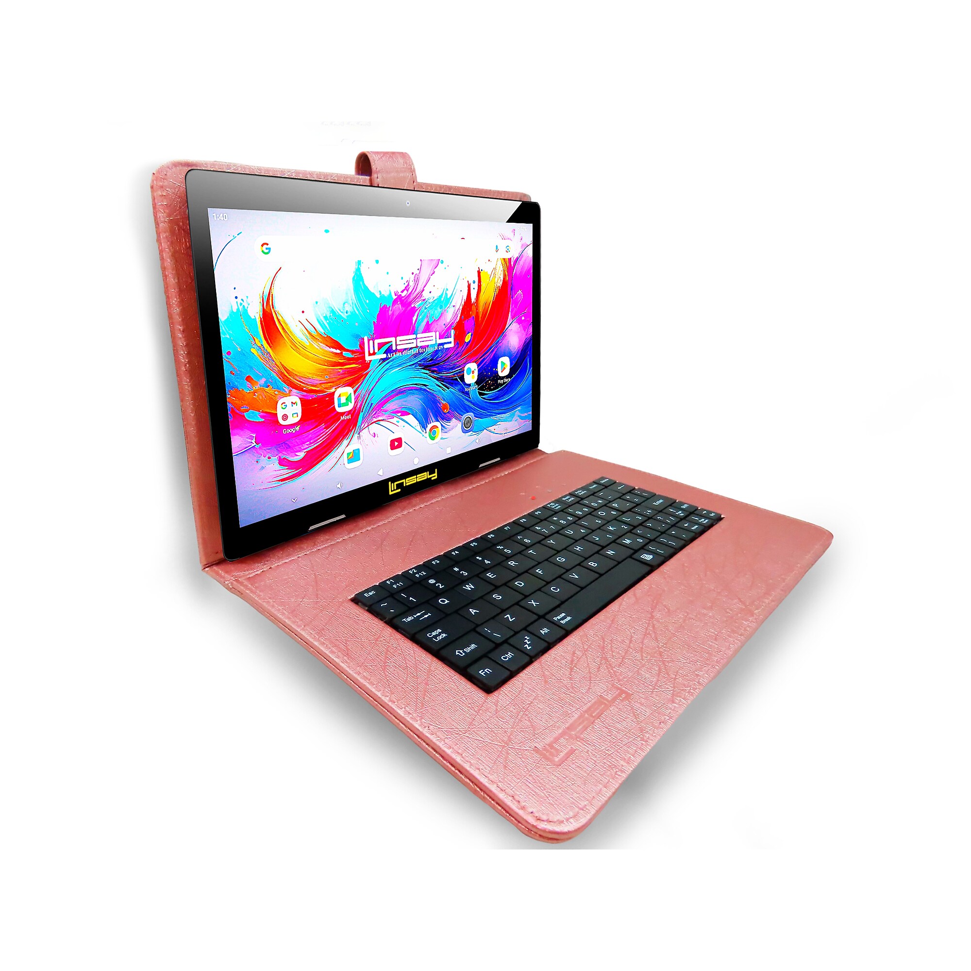 Linsay F10 Series 10.1″ Tablet, Wi-Fi, Octa Core, 256GB eMMC, Android 15, with Purple Unique Oracle Keyboard Case & Briefcase Sansujyuku sansujyuku.com