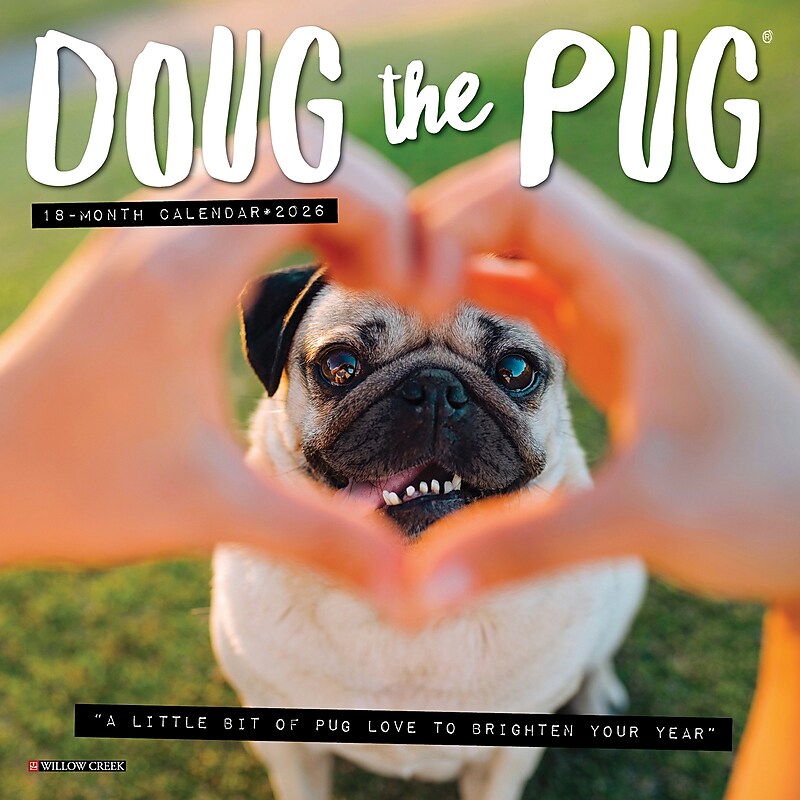 2026 Willow Creek Doug the Pug 7" x 7" Monthly Wall Calendar (53560) image 1
