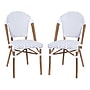 Flash Furniture Lourdes Contemporary Aluminum and PE Rattan Bistro Stack Chairs, White/Gray/Natural, Set of 2 (2SDA6421FWHGYNT)~#|#~0C516669-E124-485F-AF9D7F977DC3E2D4_sc7