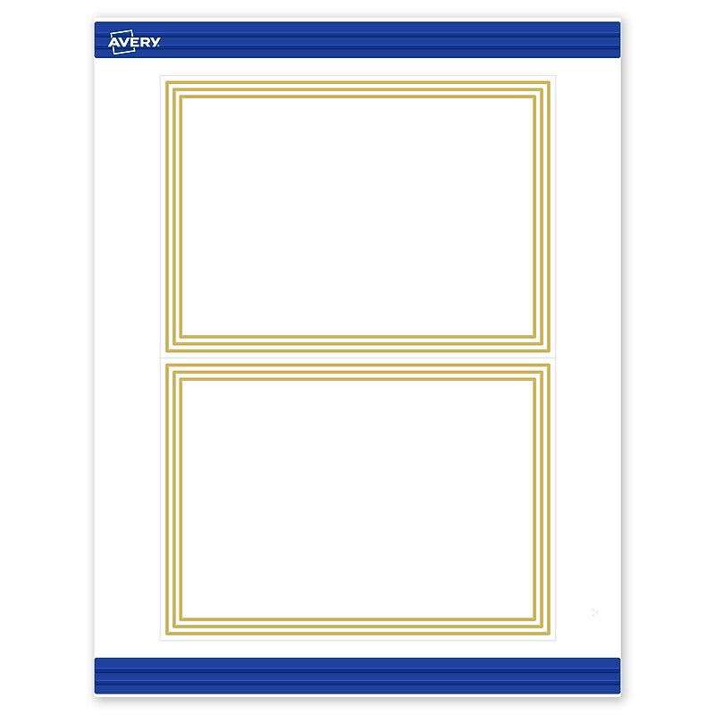 Avery Gold Multi-Lined Border Matte Blank Card, White, 20/Pack (S00-DHS) image 1
