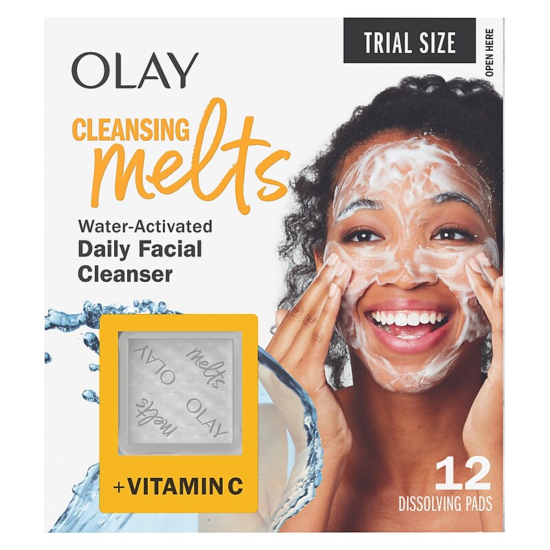 Olay Cleansing Melts + Vitamin C Face Wash & Cleanser for All Skin Types, 12 Pads/Pack (21002) image 1