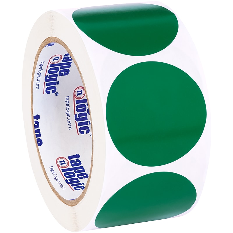 Tape Logic 2" Circle Inventory Label, Green, 500/Roll (DL613D) image 1