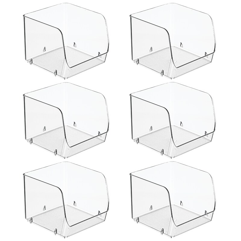 iDESIGN Small Stackable Plastic Storage Bin, Clear, 6/Pack (28132M6) image 1