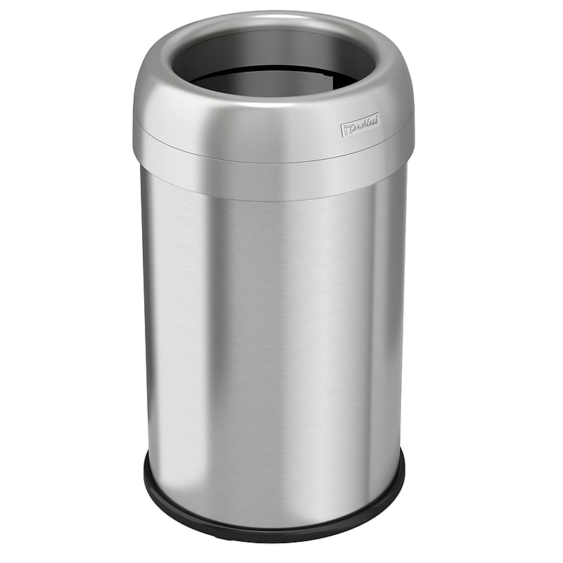 iTouchless Stainless Steel 13 Gallon Dual-Deodorizer Round Open Top Trash Can image 1