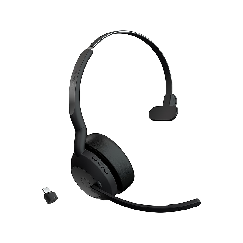 jabra Evolve2 55 Wireless Noise Canceling Bluetooth Mono Phone & Computer Headset, USB-C, UC-Certified, Black (25599-889-899-01) image 1
