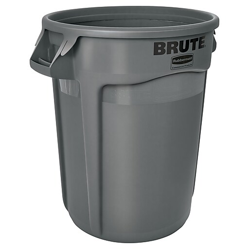 Rubbermaid Brute Plastic Trash Can Container, 32 Gallons, Grey