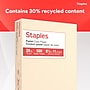 Staples Pastel 30% Recycled Color Copy Paper, 20 lbs., 8.5" x 11", Cream, 500/Ream (14789)~#|#~0C8B6505-9402-4B47-94DB8288E94D4FDC_sc7