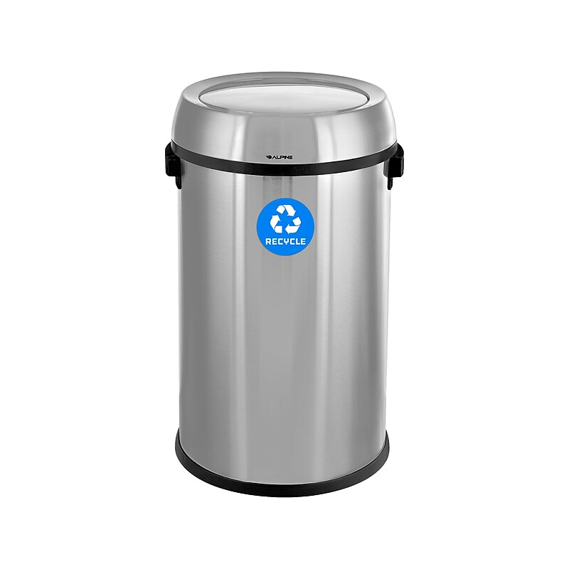 Alpine Industries Commercial Indoor Single-Stream Indoor Recycling Station, 17 Gallon, Stainless Steel (ALP470-65L-1-R) image 1