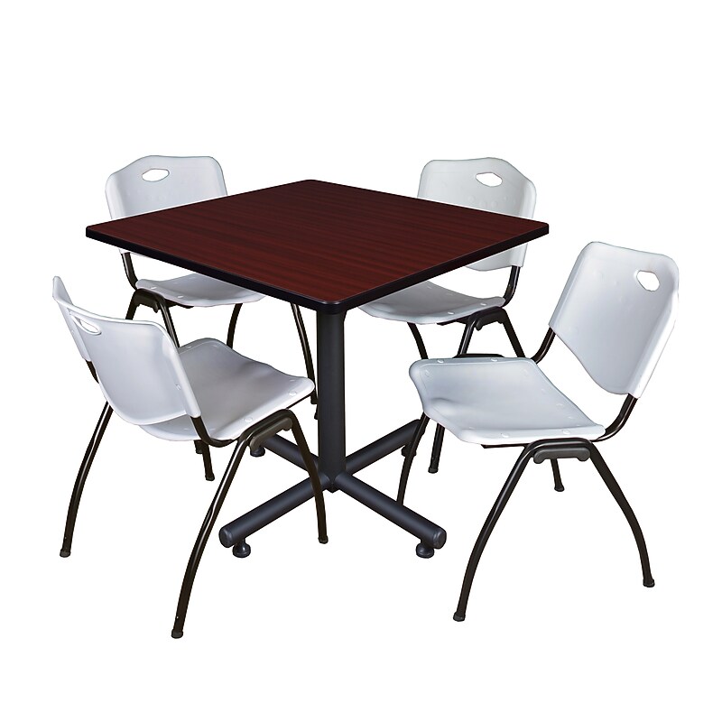 Regency 36" Laminate Melamine & Steel Square Lunch Table with Stacker Chairs, Gray (TKB3636MH47GY) image 1