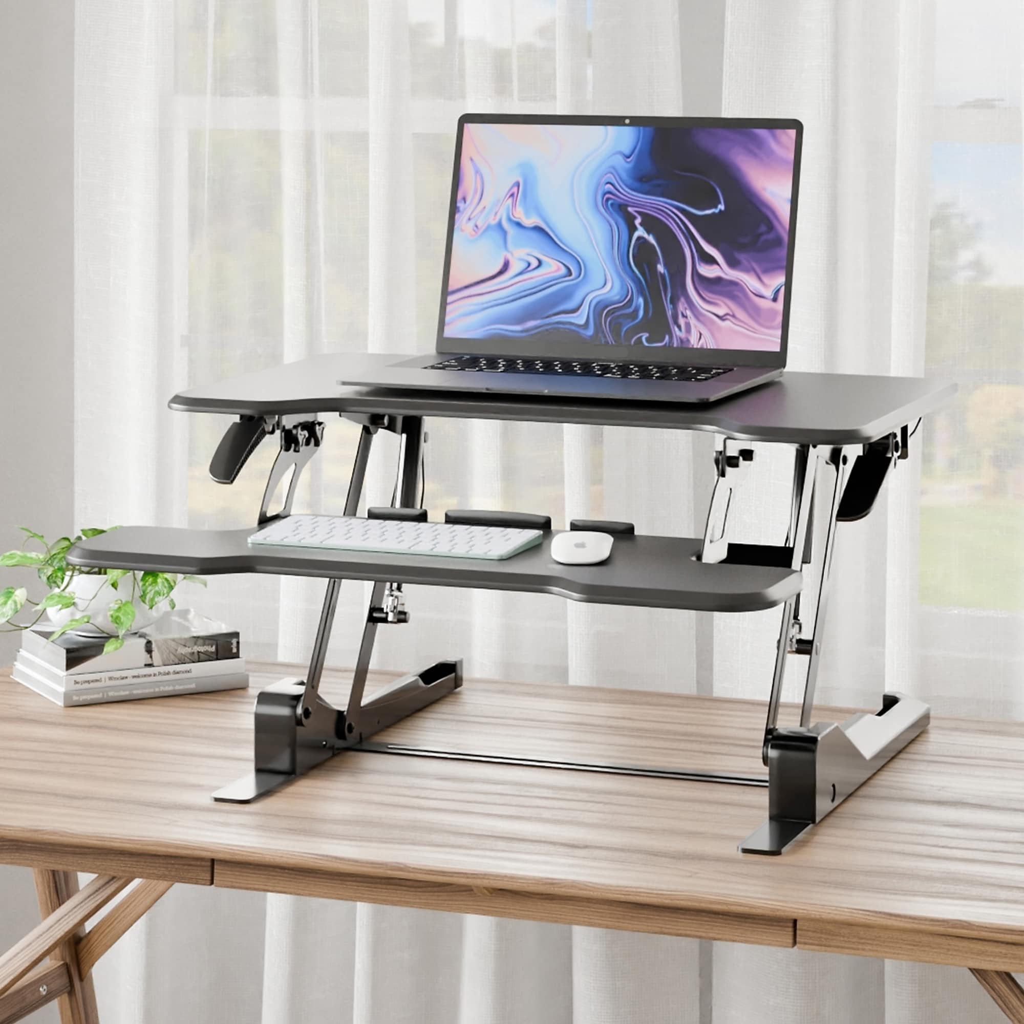 Mount-It! 30″ W Manual Rectangular Adjustable Standing Desk Converter, Black (MI-15009S) Sansujyuku sansujyuku.com