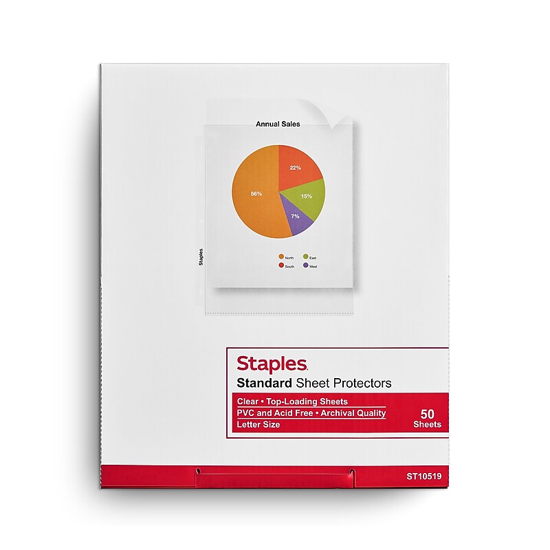 Staples Standard Weight Sheet Protector, 8.5" x 11", Clear, 50/Box (10519-CC) image 1