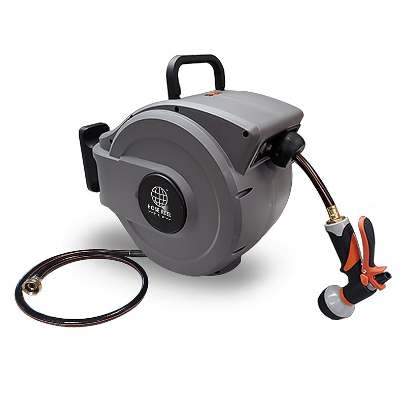 Hose Reel Pro Heavy Duty Retractable Garden Hose Reel, 1/2" x 50', Gray (GHR-1/2-GY-50) image 1