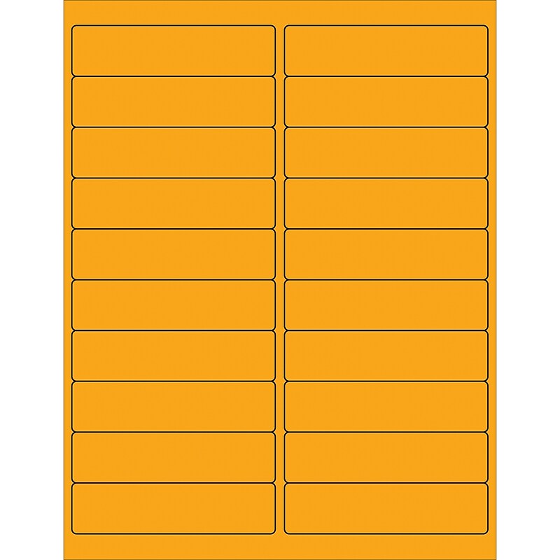 Tape Logic Rectangle Laser Labels, 4" x 1", Fluorescent Orange, 2000/Case (LL177OR) image 1