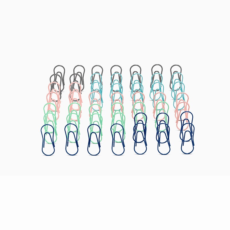 Poppin Standard Paper Clips, Assorted Colors, 50 Clips/Pack (108620) image 1