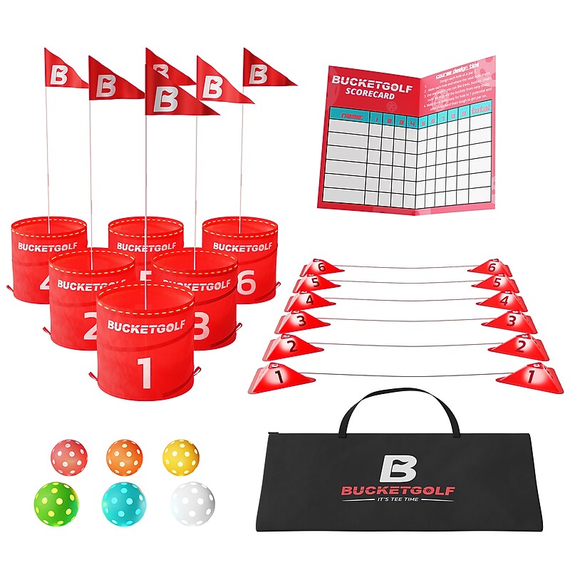 BucketGolf Glow 6-Hole Backyard Golf Bundle, Multicolored (BGGLOW6) image 1