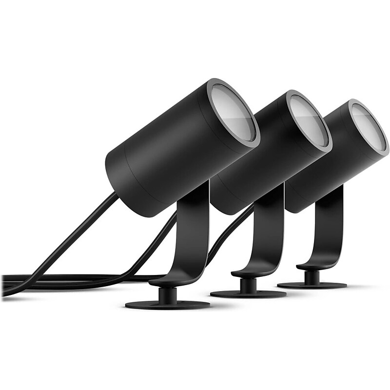 Philips Hue Lily LED 3-Piece Outdoor Spotlights, Black (1746730V7) image 1