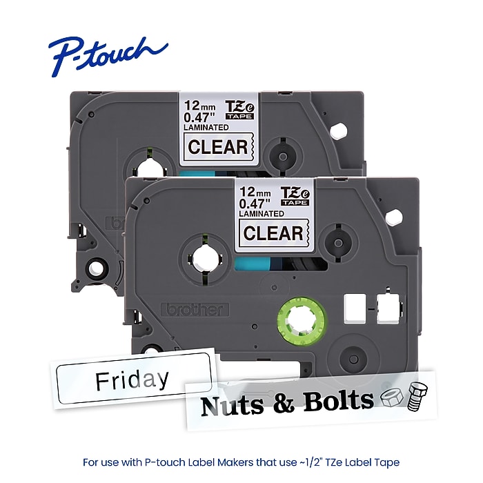 Brother P-touch TZe-131 Laminated Label Tape, 1/2