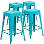 Flash Furniture Commercial Grade 24" High Backless Crystal Teal-Blue Indoor-Outdoor Counter Height Stool, 4 Pack (4ETBT350324CB)~#|#~0CC5C879-F4B7-4974-BEFCC53B58BFBADD_sc7