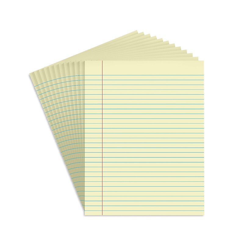 Staples Notepads, 8.5" x 11", Wide Ruled, Canary, 50 Sheets/Pad, Dozen Pads/Pack (ST57295) image 1