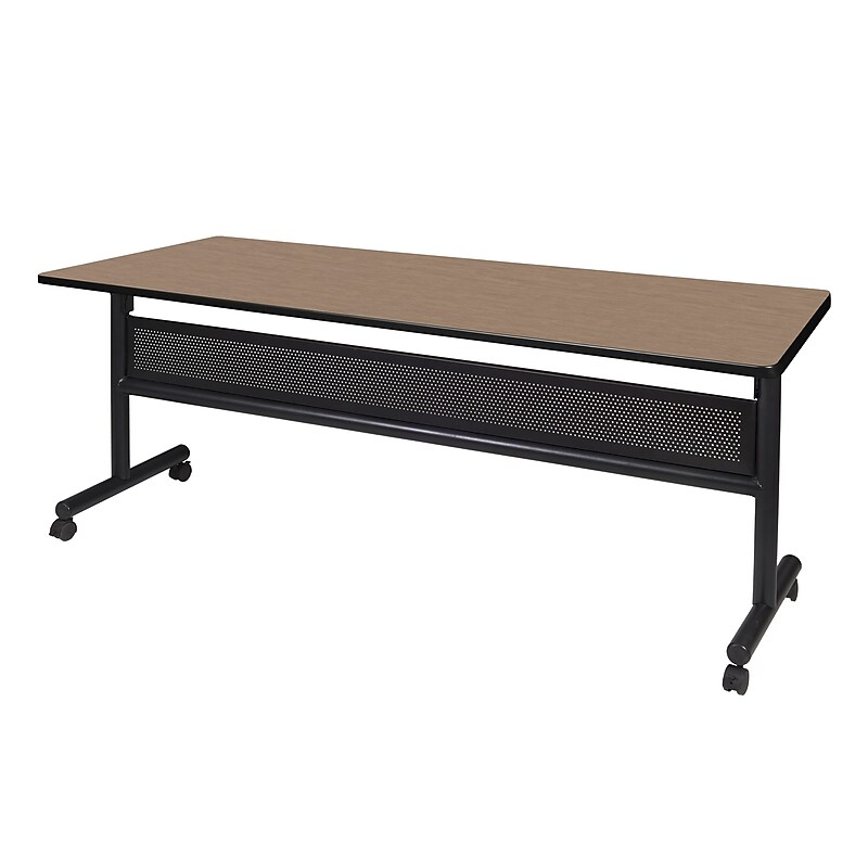 Regency Kobe Flip Top 72"W x 24"D Rectangular Training Room Table, Laminate, With Wheels, Noble Oak (MKFTM7224NO) image 1