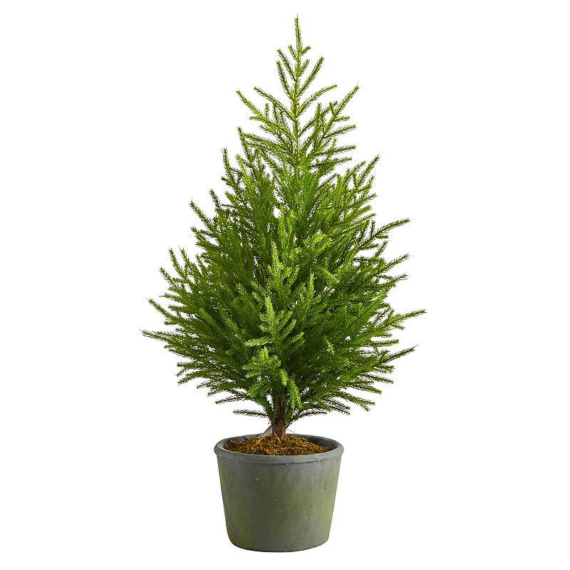 Nearly Natural Norfolk Island Pine Natural Look Artificial Tree in Decorative Planter, 3' (T1511) image 1
