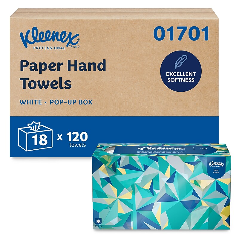 Kleenex Pop-Up Recycled Multifold Paper Towels, 1-ply, 120 Sheets/Pack, 18 Packs/Carton (01701) image 1