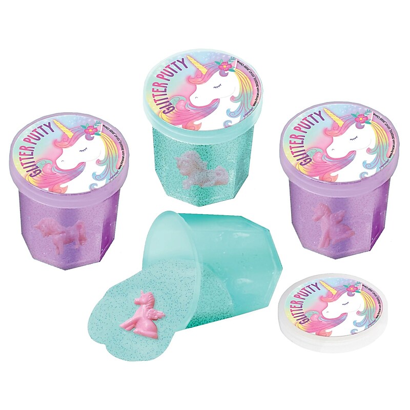 Party City Glitter Unicorn Putty with Toy, Assorted Colors, 12/Pack (AM3902410-NS) image 1