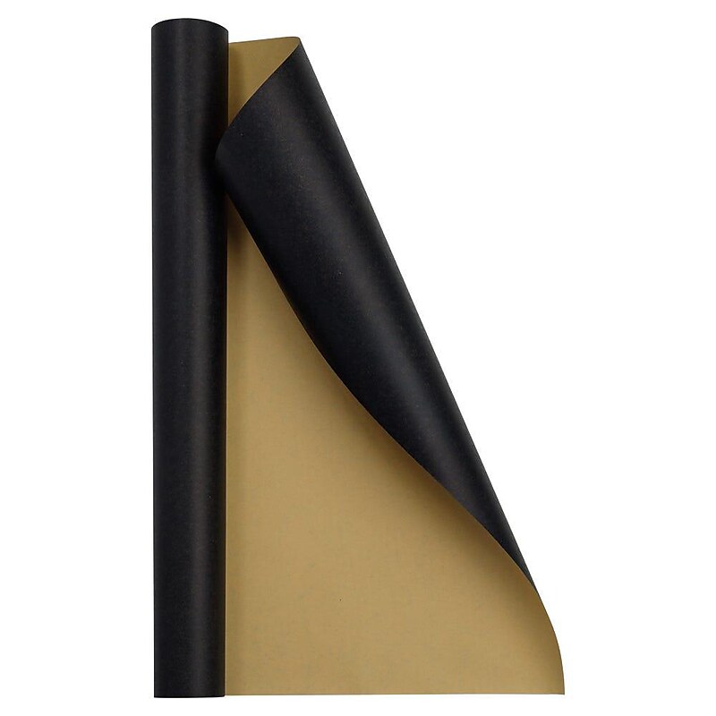 JAM Paper Short Mini Roll Wrapping Paper, 26.3 sq. ft., Black Kraft, 2/Pack(2770135K263a) image 1