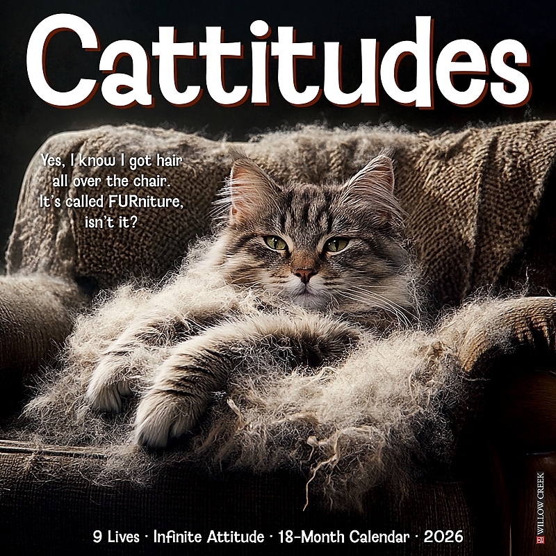 2026 Willow Creek Cattitudes 12" x 12" Monthly Wall Calendar (56738) image 1