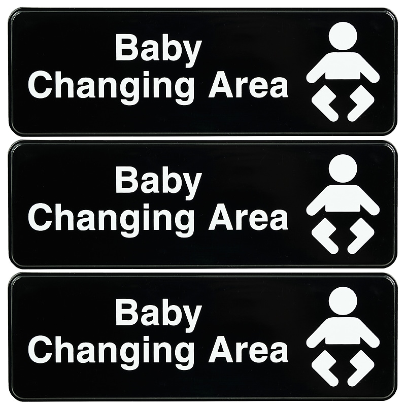 Excello Brands Restroom Indoor Wall Sign, 9" x 3", Black/White, 3/Pack (EGP-HD-0256) image 1