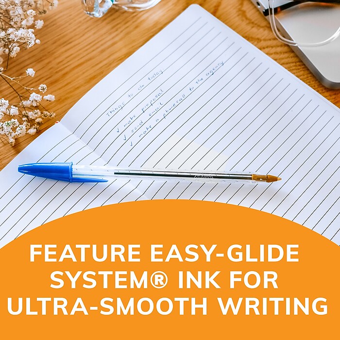 BIC Cristal Ballpoint Pens, Medium Point, Blue Ink, Dozen (10126