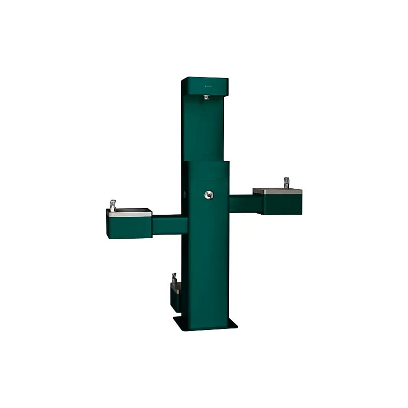 Global Industrial Outdoor Bilevel Water Fountain with Bottle Filler & Pet Station, Green (761221GNF) image 1