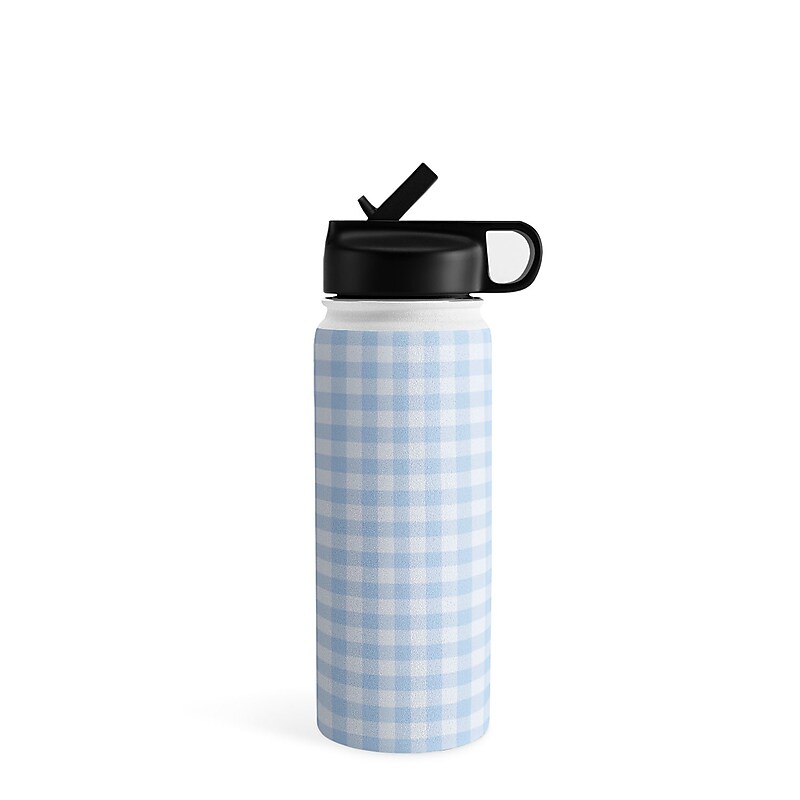 DENY Designs Gingham Pattern Blue by Colour Poems Stainless Steel Double Wall Insulated Water Bottle, 18 oz. (76628-WBTL05) image 1
