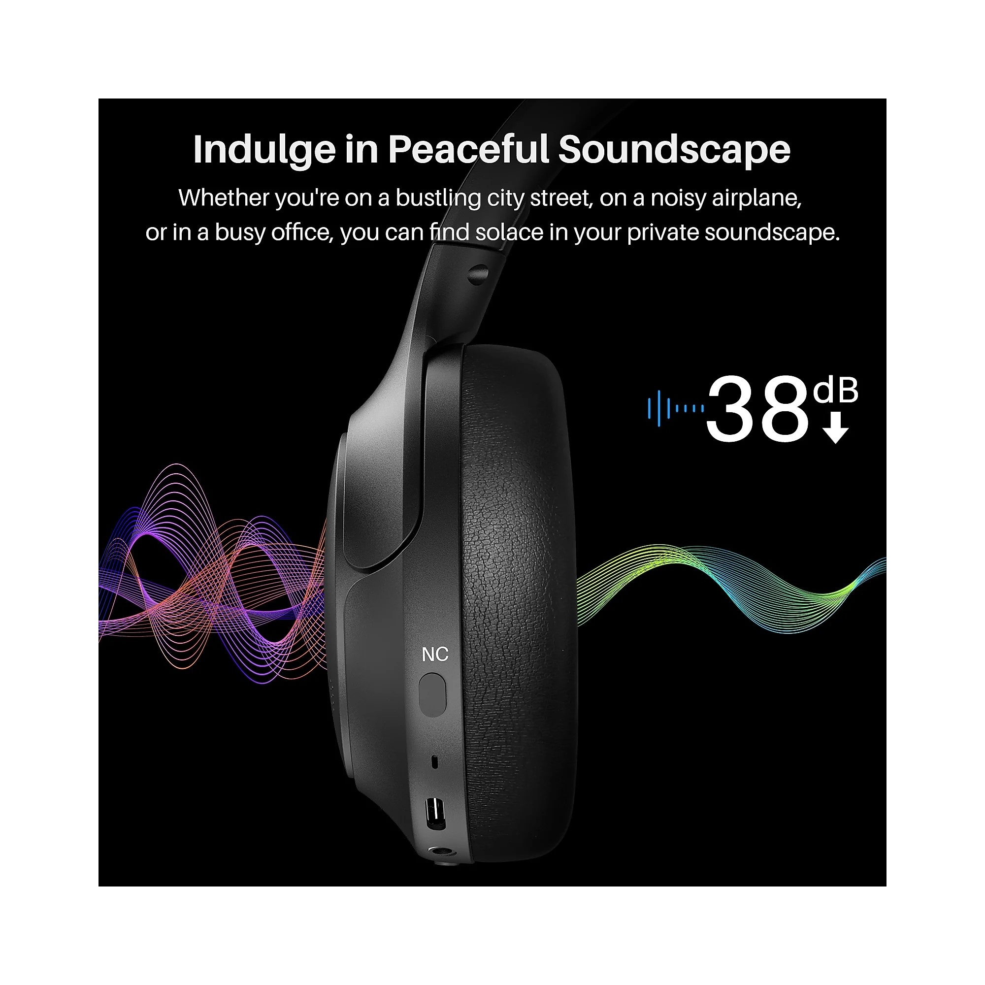 TOZO H10 Wireless Noise Cancelling Over-Ear Headphones, Bluetooth, Black (TOZOH10BLK) Sansujyuku sansujyuku.com