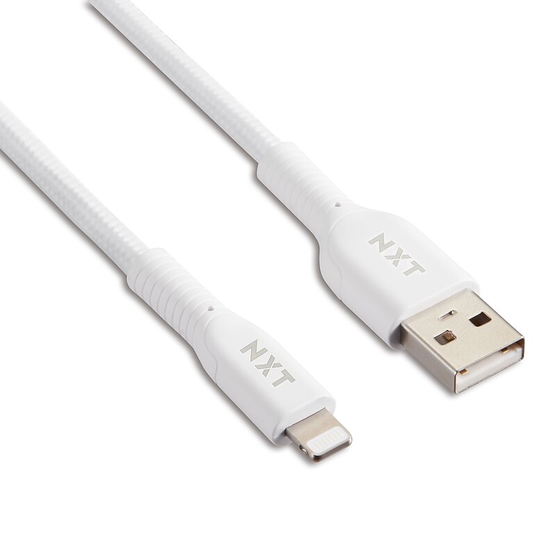 NXT Technologies™ 10 Ft. Braided Lightning to USB Cable, White (NX60463) image 1