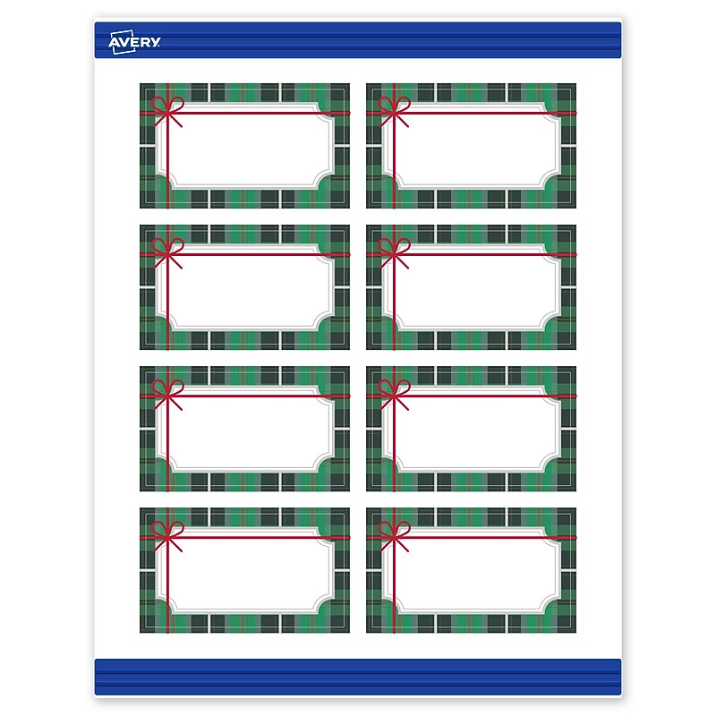 Avery Silver-Plaid Bow Matte Blank Card, White, 80/Pack (S00-FJB) image 1