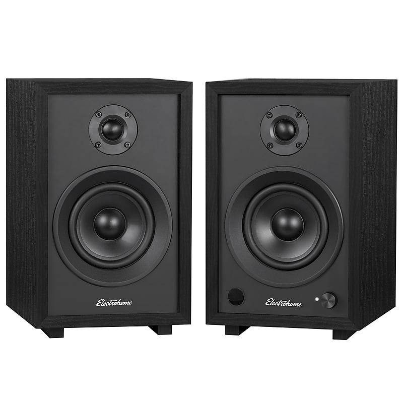 Electrohome McKinley 2.0 Stereo Bluetooth Bookshelf Speakers with Built-in Amplifier, Black  (EB30B) image 1