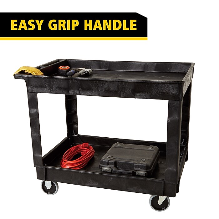 Rubbermaid 2-Shelf Plastic/Poly Mobile Utility Cart with Swivel