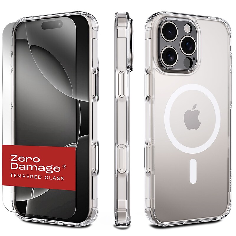 SaharaCase Classic MagSafe Phone Case for iPhone 16 Pro with Screen Protector, Shock Absorbing, Clear (CP00678) image 1