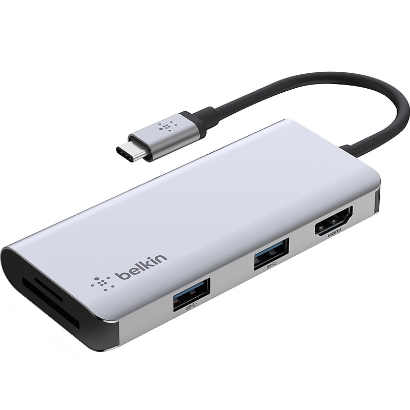 Belkin Connect 5-in-1 Multiport Adapter Hub for USB-C Enable Laptops, Multicolored (PVC002BTSGY) image 1