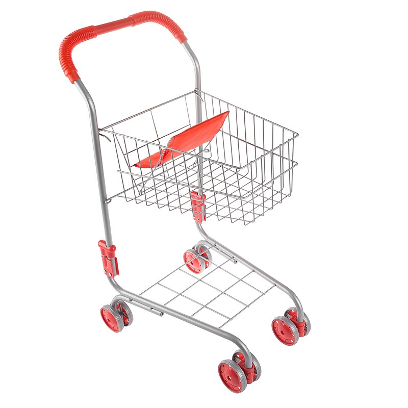 Hey! Play! Kids Shopping Cart with Pivoting Wheels, Red (80-PP-TX51210) image 1