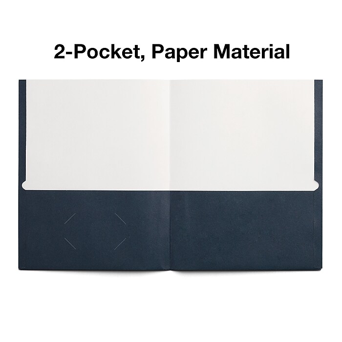 Staples Smooth 2-Pocket Paper Folder, Navy, 25/Box (27539-CC