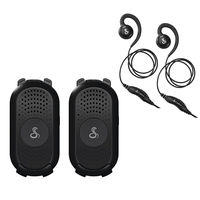 Cobra Compact 2-Way Handheld Business Radio with Dual-Dock Charger and Headset, Black, 2/Pack (PX280) image 1