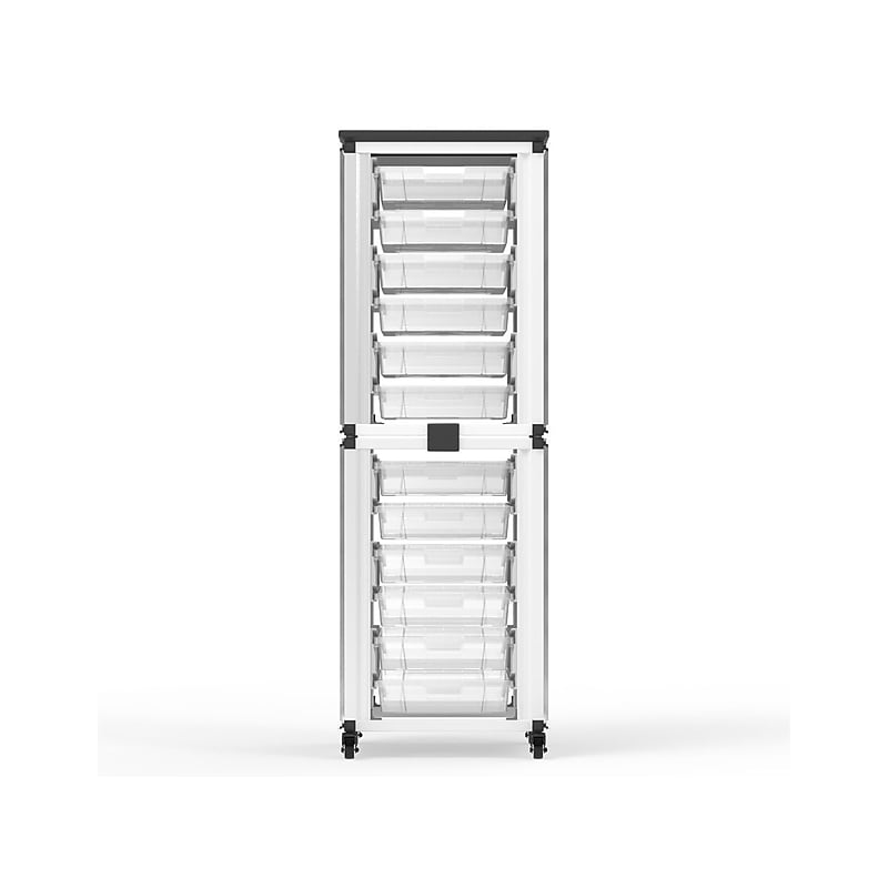 Luxor Mobile 12-Section Stacked Modular Classroom Storage Cabinet, 18.2"W x 18.2"D, White (MBS-STR-12-12S) image 1