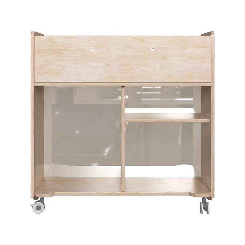 Flash Furniture Bright Beginnings Mobile 6-Section Storage Cart, 33.5"H x 31.5"W x 13"D, Brown (MK-KE24268-GG) image 1